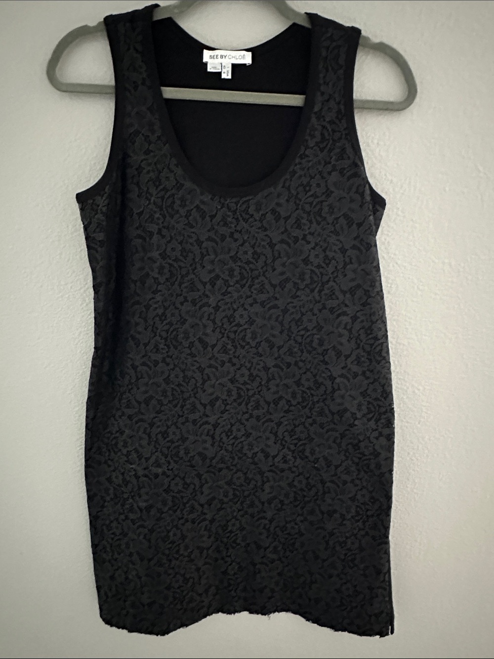 See By Chloe Black Floral Lace Detailing Dress. Size 6.